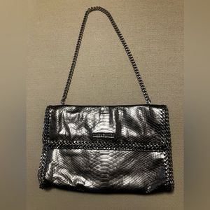 Michael by Michael Kors oversized silver chrome clutch